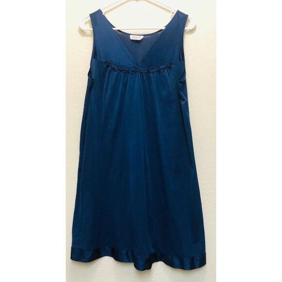 Vintage Vanity Fair Nightgown Womens Size Medium Navy Blue Retro 90s Style Moody - Picture 1 of 6
